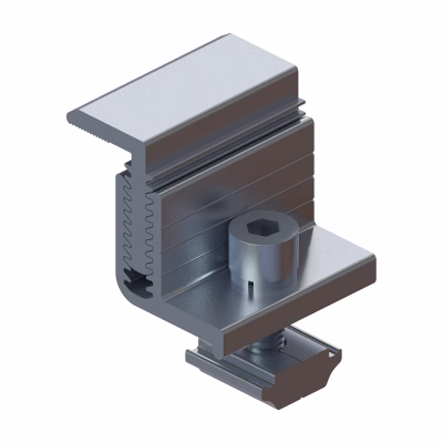The Adjustable Solar End Clamp Aluminium design feature is that it's adjustable and accommodates various Panel Thicknesses from 30mm - 45mm inclusive